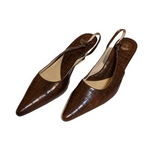 Donna Lawrence Faux Leather Sz 8 1/2 Brown Pumps Heels